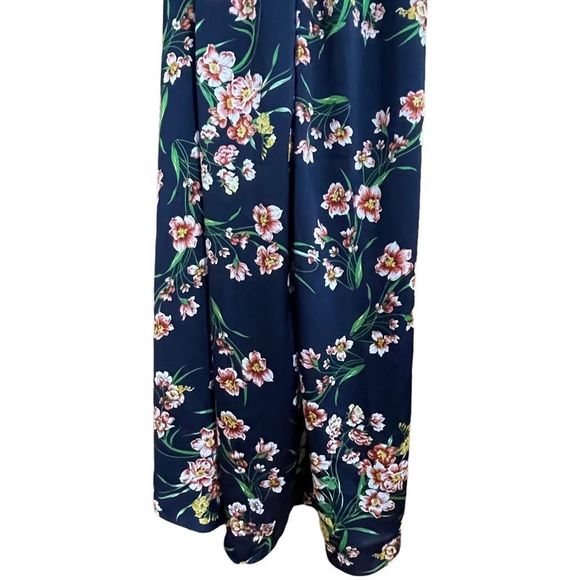 Boohoo Cap Sleeve Tie Waist Floral Hi-Lo Dress Navy Size 4 NWT - Picture 9 of 15